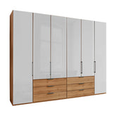 Templin 1000 Bianco Oak Carcase 6 Door 6 Drawer Hinged Wardrobe W300cm - Pendle Village Furniture